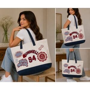 MSRP $25 NWT UNWELL ACADEMY VARSITY CANVAS TOTE BAG